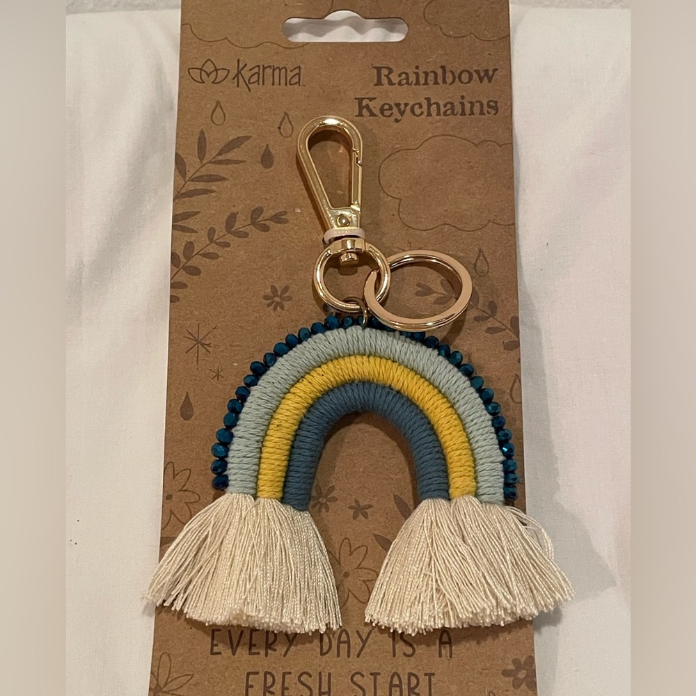 Karma Rainbow Keychain with Blue and Yellow